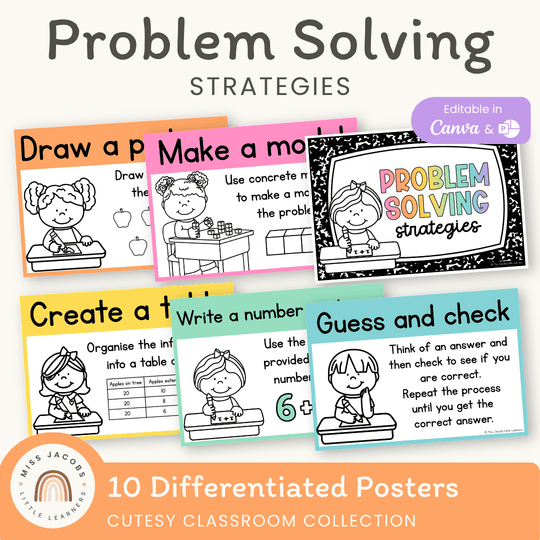 Math Problem Solving Strategies Posters - Cutesy Classroom