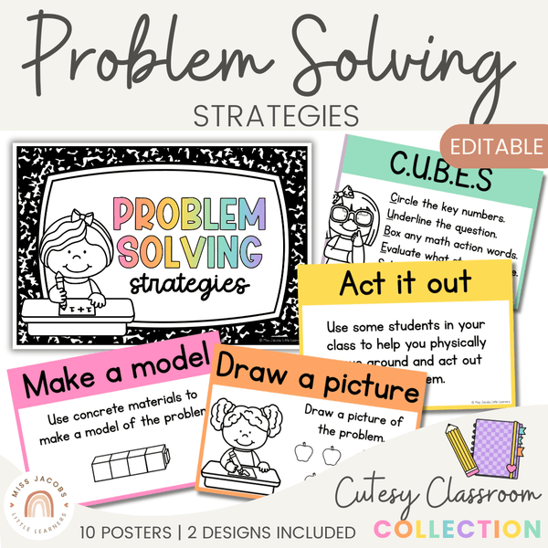 math-problem-solving-strategies-posters-cutesy-classroom-theme-mjll