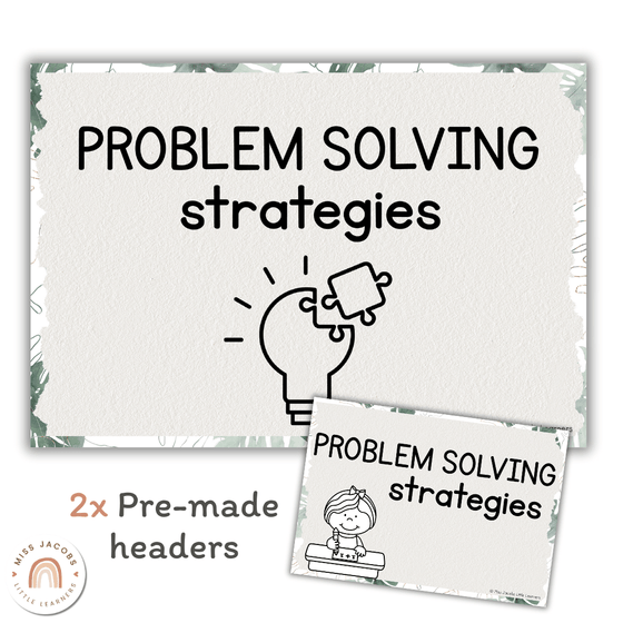 Math Problem Solving Strategies Posters | Modern Jungle Classroom Decor | CUBES - Miss Jacobs Little Learners