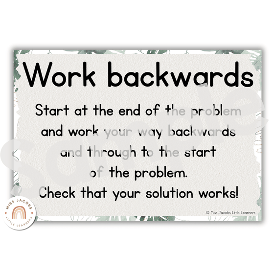 Math Problem Solving Strategies Posters | Modern Jungle Classroom Decor | CUBES - Miss Jacobs Little Learners