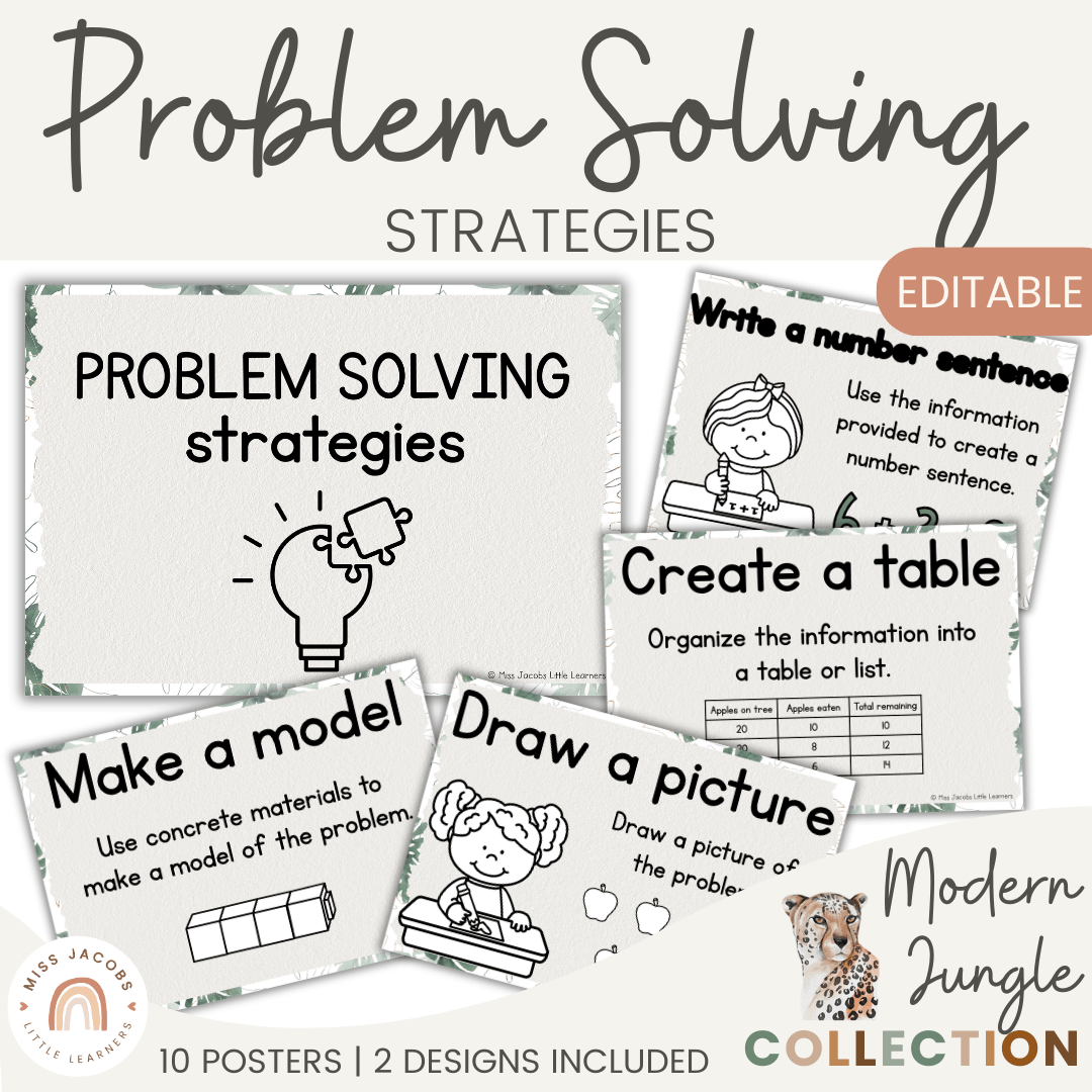 Math Problem Solving Strategies Posters Modern Jungle