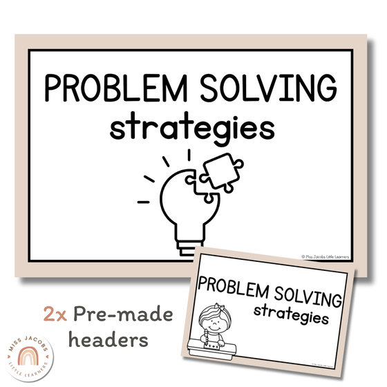 Math Problem Solving Strategies Posters | Ombre Neutrals Classroom Decor | CUBES - Miss Jacobs Little Learners