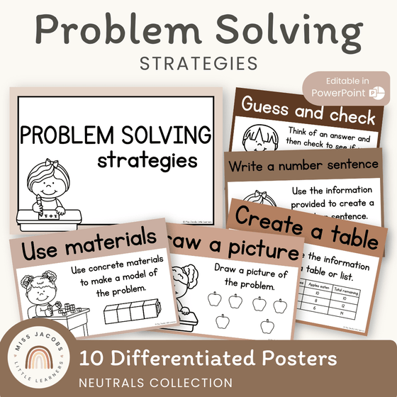 Math Problem Solving Strategies Posters | Ombre Neutrals – Miss Jacobs ...