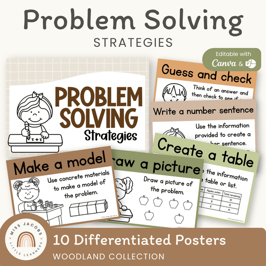 Math Problem Solving Strategies Posters - Woodland Theme
