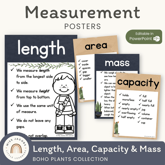 Measurement Posters - Boho Plants Classroom Decor
