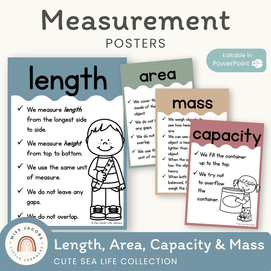Measurement Posters - Cute Sea Life Classroom Decor