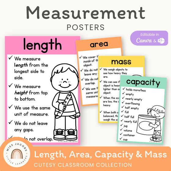 Measurement Posters - Cutesy Classroom Decor - Miss Jacobs Little Learners