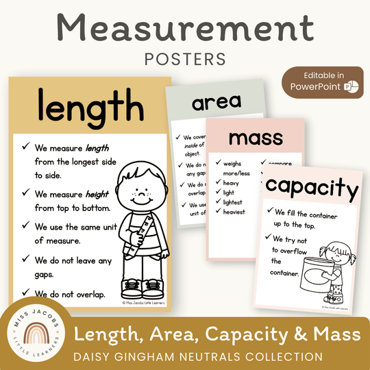Measurement Posters - Daisy Gingham Neutrals Decor