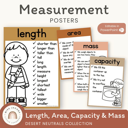 Measurement Posters | DESERT NEUTRALS | Boho Vibes Classroom Decor
