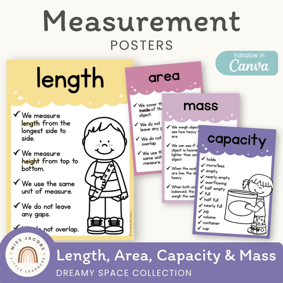 Measurement Posters - Dreamy Space Theme Classroom Decor - Miss Jacobs Little Learners