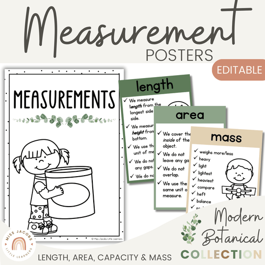 Measurement Posters - Modern Botanical Classroom Decor