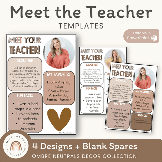 Meet the Teacher | OMBRE NEUTRALS | Editable