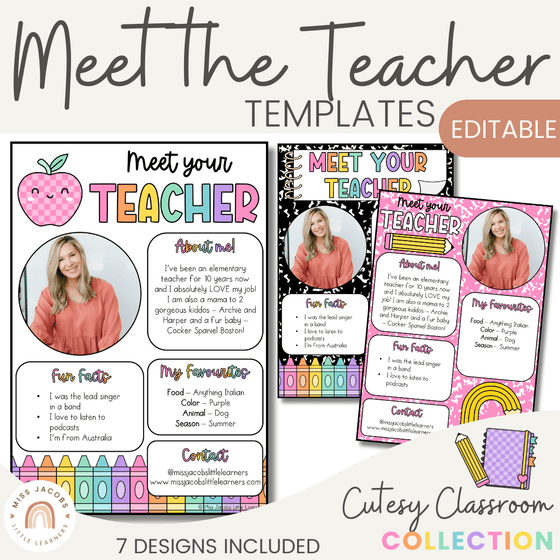 Meet the Teacher Template - Cutesy Classroom Decor - Miss Jacobs Little Learners