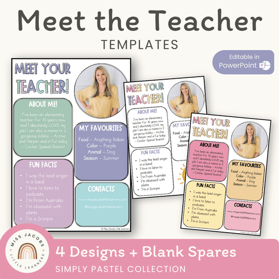 Meet the Teacher Template - Pastels - Miss Jacobs Little Learners