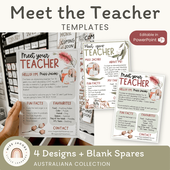 Meet the Teacher Templates - Australiana Classroom Decor - Miss Jacobs Little Learners