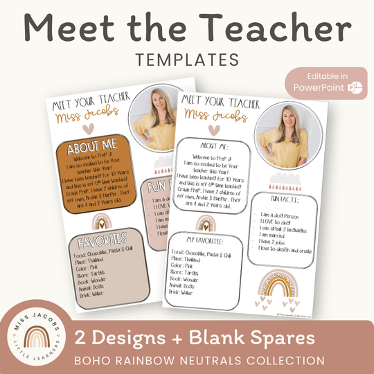 Meet the Teacher Templates - Boho Rainbow Neutrals Decor