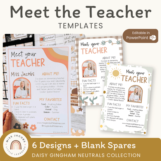 Meet the Teacher Templates - Daisy Gingham Neutrals Decor