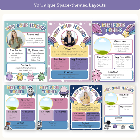 Meet the Teacher Templates - Dreamy Space Classroom Decor - Miss Jacobs Little Learners