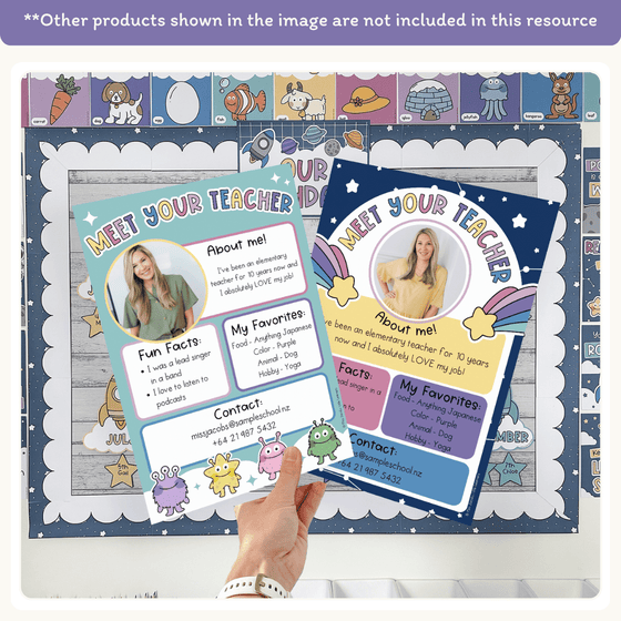 Meet the Teacher Templates - Dreamy Space Classroom Decor - Miss Jacobs Little Learners