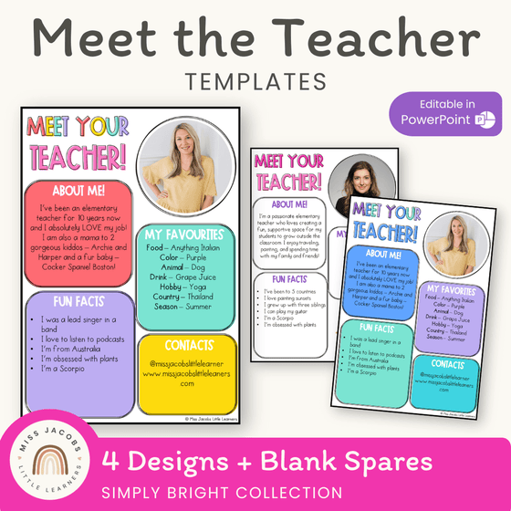 Meet the Teacher Templates | Editable Brights Decor – Miss Jacobs ...