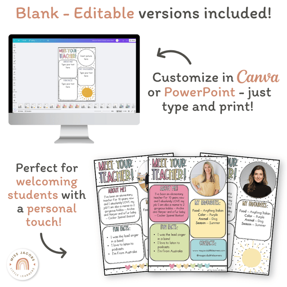 Meet the Teacher Templates - Spotty Pastel Decor - Miss Jacobs Little Learners