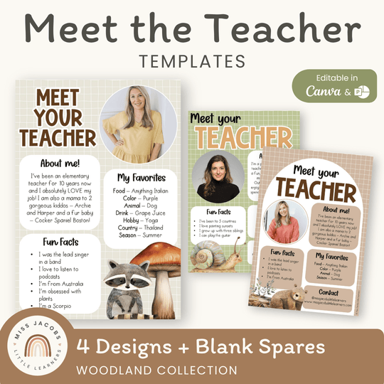Meet the Teacher Templates - Woodland Theme Classroom Decor