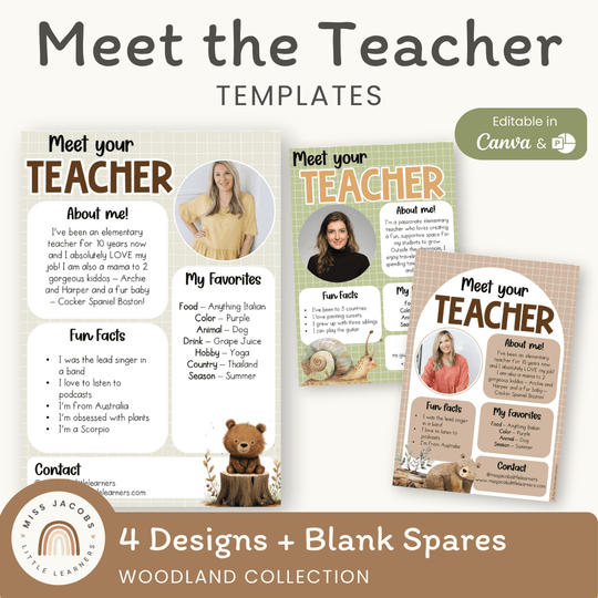 Meet the Teacher Templates - Woodland Theme Classroom Decor