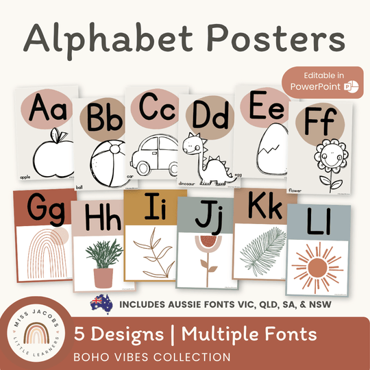 Modern Boho Vibes Alphabet Posters | Neutral Classroom Decor