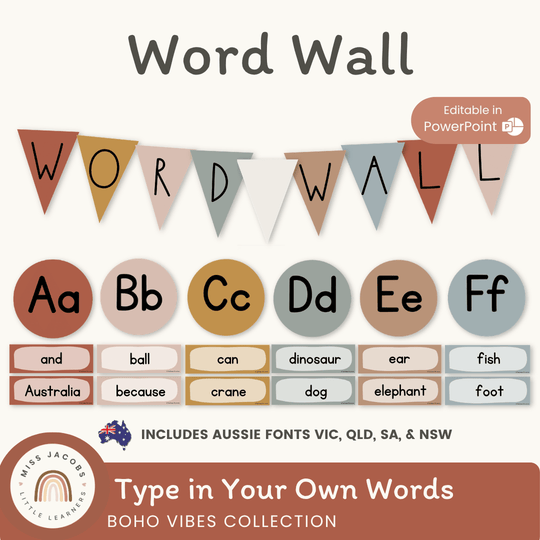 Modern Boho Vibes Alphabet Word Wall