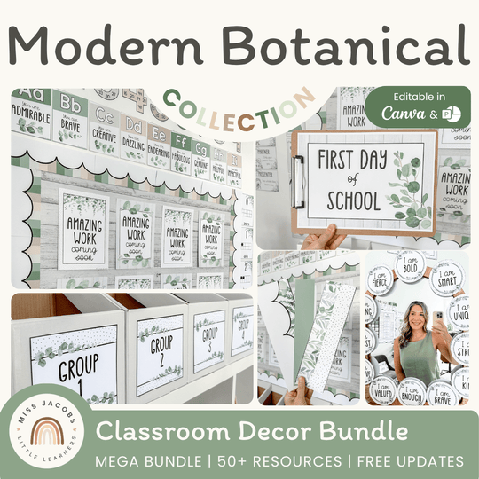 Modern Botanical Classroom Decor Bundle