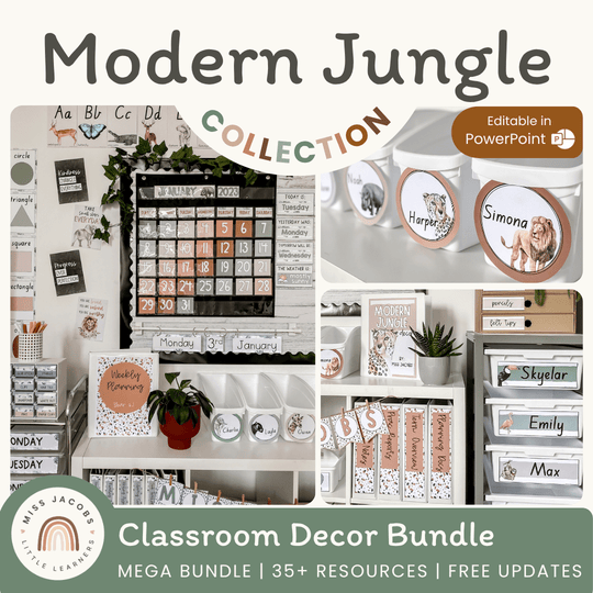 Modern Jungle Classroom Decor Bundle