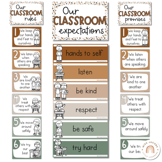 Modern Jungle Classroom Rules Posters - Miss Jacobs Little Learners