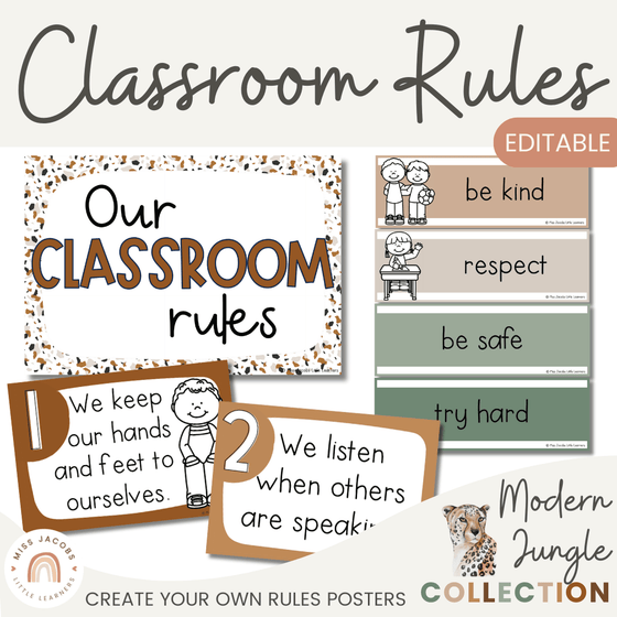 Modern Jungle Classroom Rules Posters - Miss Jacobs Little Learners