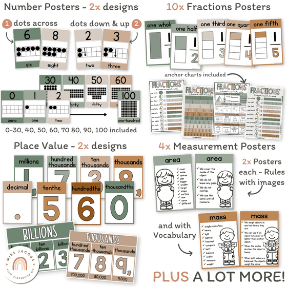 Modern Jungle Earthy Math Posters Bundle - Miss Jacobs Little Learners