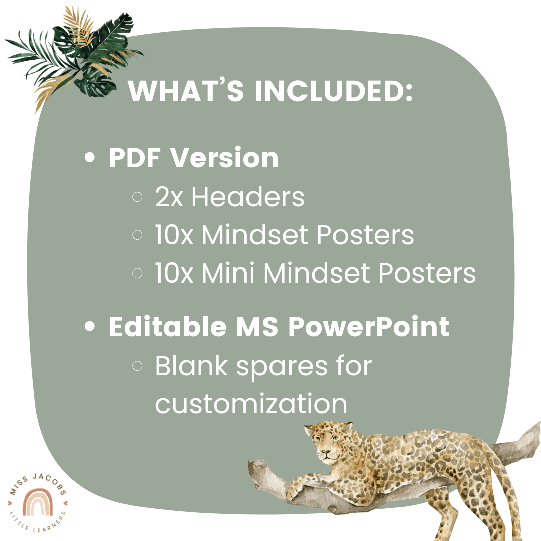 Growth Mindset Posters - Modern Jungle Classroom Decor – Miss Jacobs ...