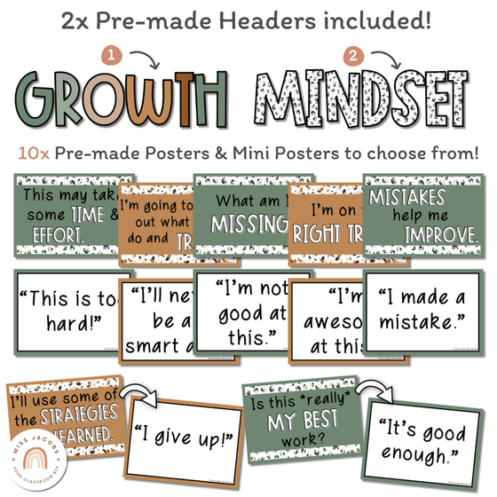 Modern Jungle Growth Mindset Display | Neutral Animal Print Classroom Decor - Miss Jacobs Little Learners