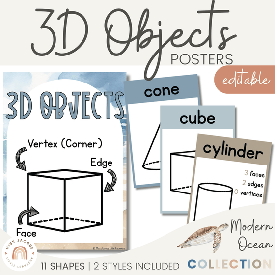 Modern Ocean 3D Shape Posters - Miss Jacobs Little Learners