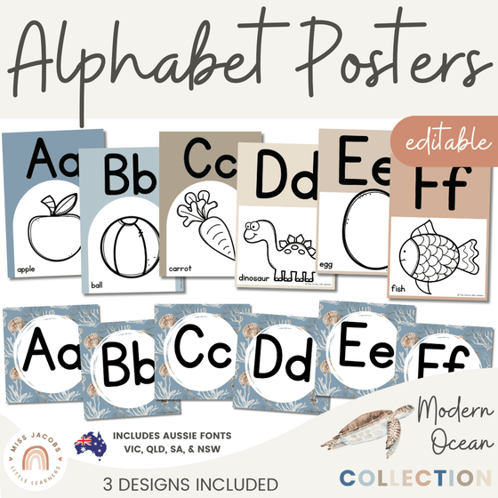 Modern Ocean Alphabet Posters - Miss Jacobs Little Learners