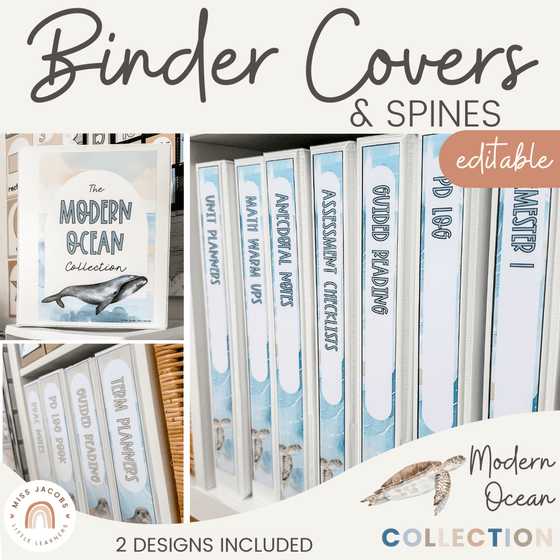 Modern Ocean Binder Covers and Spines - Miss Jacobs Little Learners