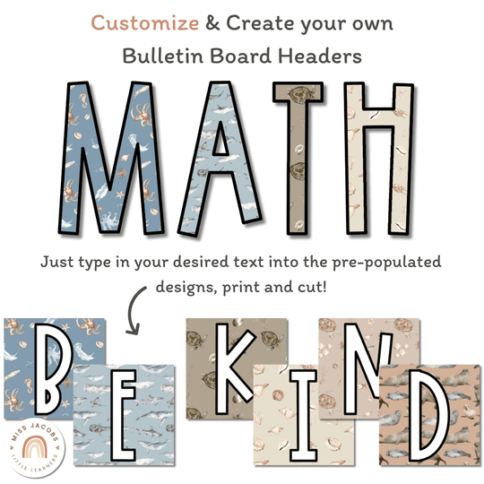 Bulletin Board Letters - Modern Ocean Classroom Decor