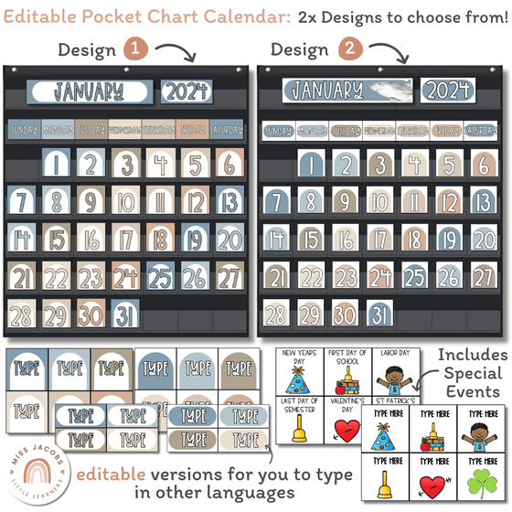 Modern Ocean Classroom Calendar & Weather Pocket Chart Display - Miss Jacobs Little Learners