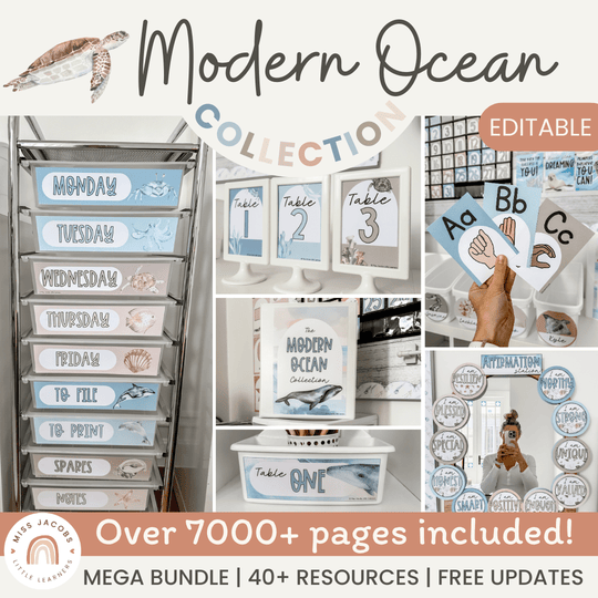 Modern Ocean Classroom Decor Bundle