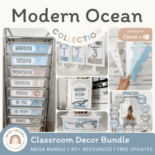 Modern Ocean Classroom Decor Bundle