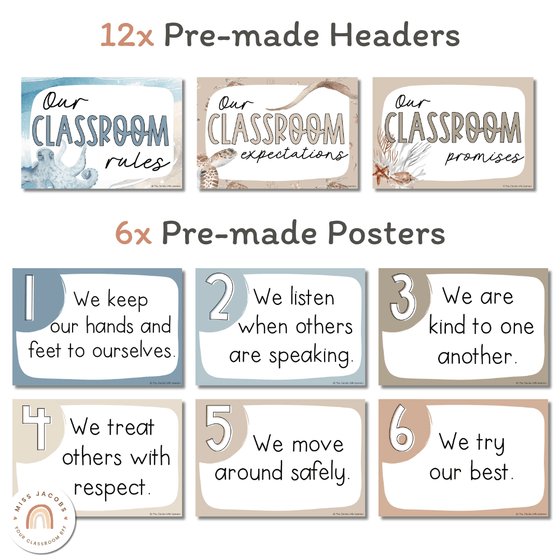 Modern Ocean Classroom Rules Posters for Classroom Management - Miss Jacobs Little Learners