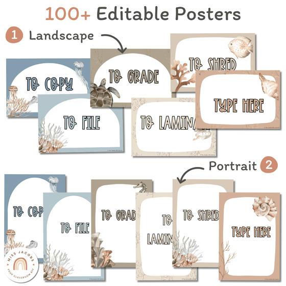 Modern Ocean Editable Classroom Posters - Miss Jacobs Little Learners