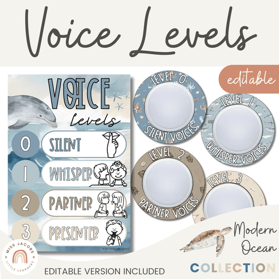 Modern Ocean Editable Voice Levels Display - Miss Jacobs Little Learners