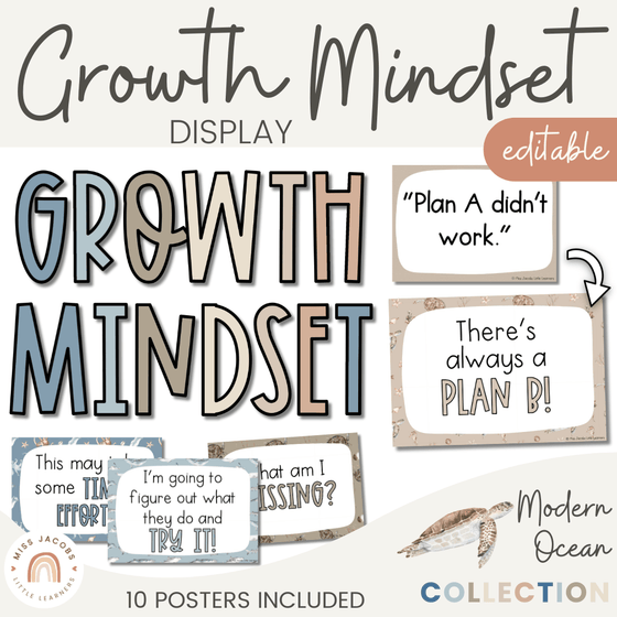 Modern Ocean Growth Mindset Display - Miss Jacobs Little Learners