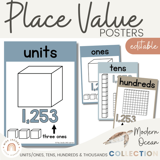 Modern Ocean Place Value Posters - Miss Jacobs Little Learners