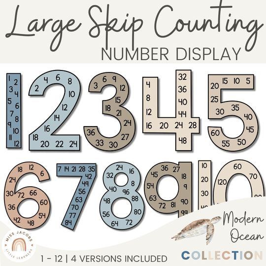 Skip Counting Large Number Display - Modern Ocean Classroom Decor