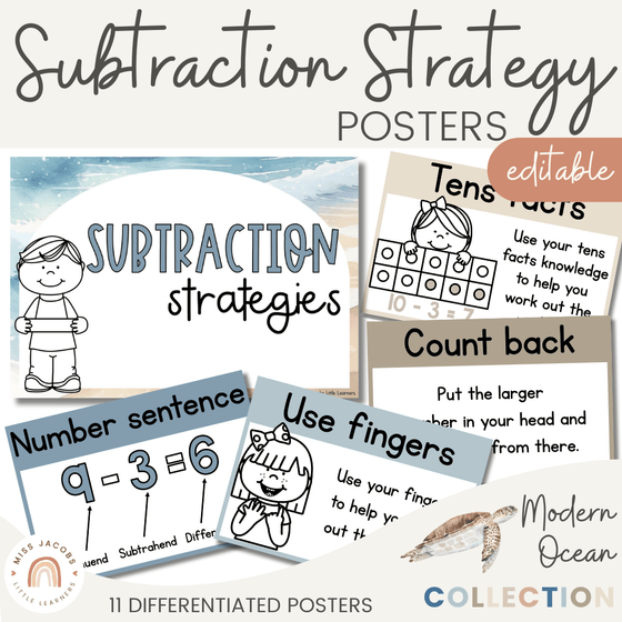 Modern Ocean Subtraction Strategies Posters - Miss Jacobs Little Learners